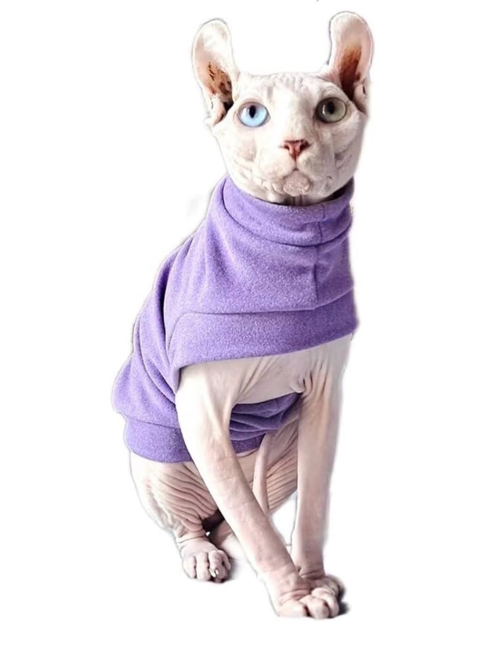NWT Lavender Cat Fleece Sweater for Sphynx - XL